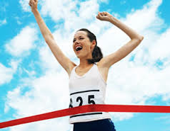 Woman Reaching Finish line